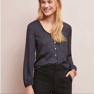 Anthro Dolan Marilyn animal print contrast blouse